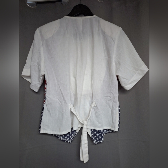 Vintage Tapestry Made in USA Womens American Flag Top T-Shirt Vest Attached - Picture 11 of 15